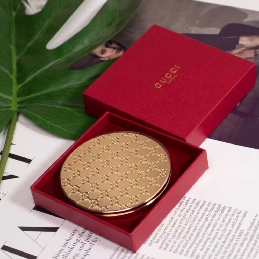 Gucci Gold Embossed Compact Mirror